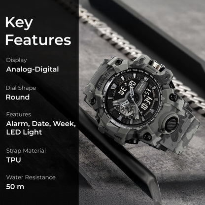 Skmei Digital-Analog Black Dial ABS-TPU Case TPU Strap Watch for Men - 2396