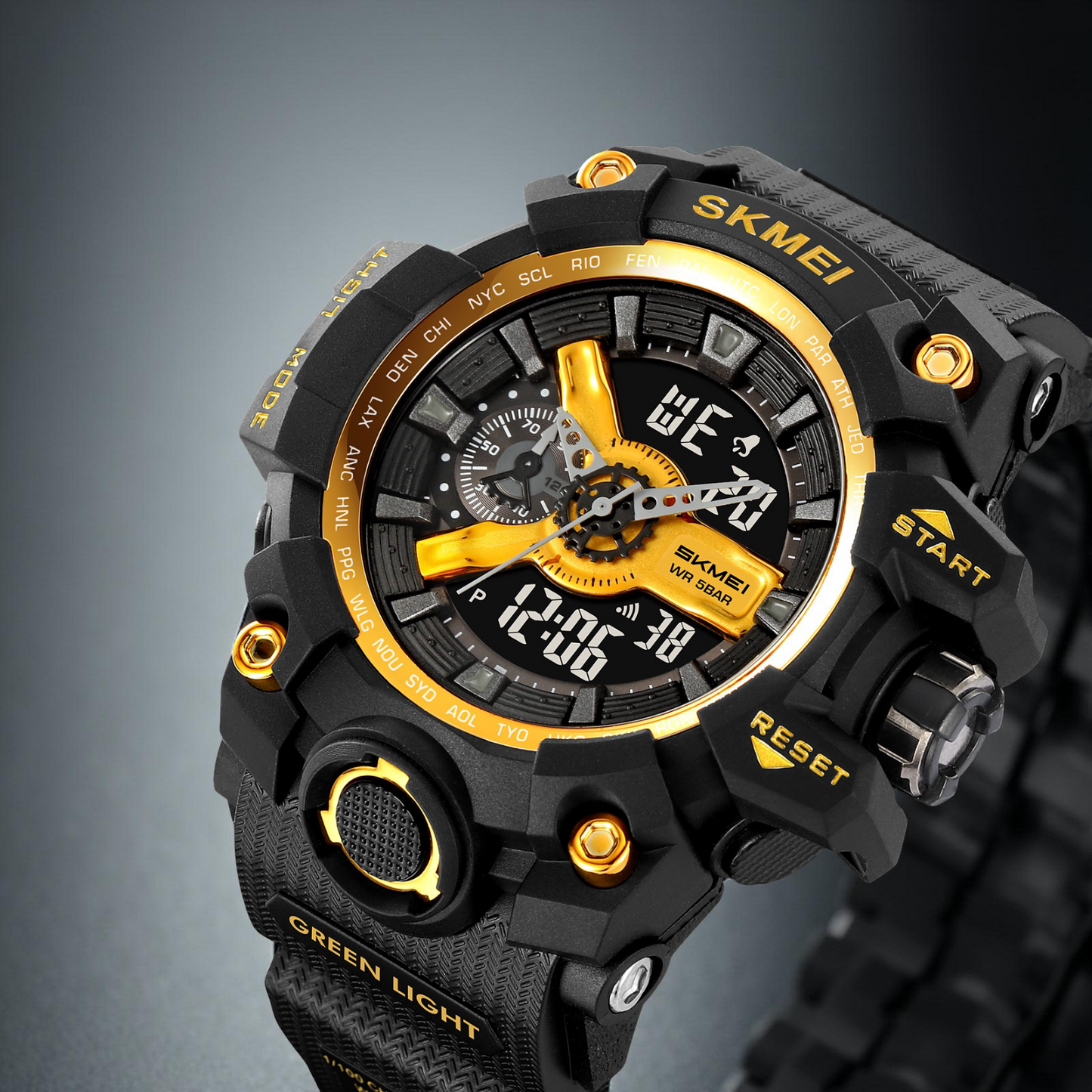 Skmei Digital-Analog Black Dial ABS-TPU Case TPU Strap Watch for Men - 2396