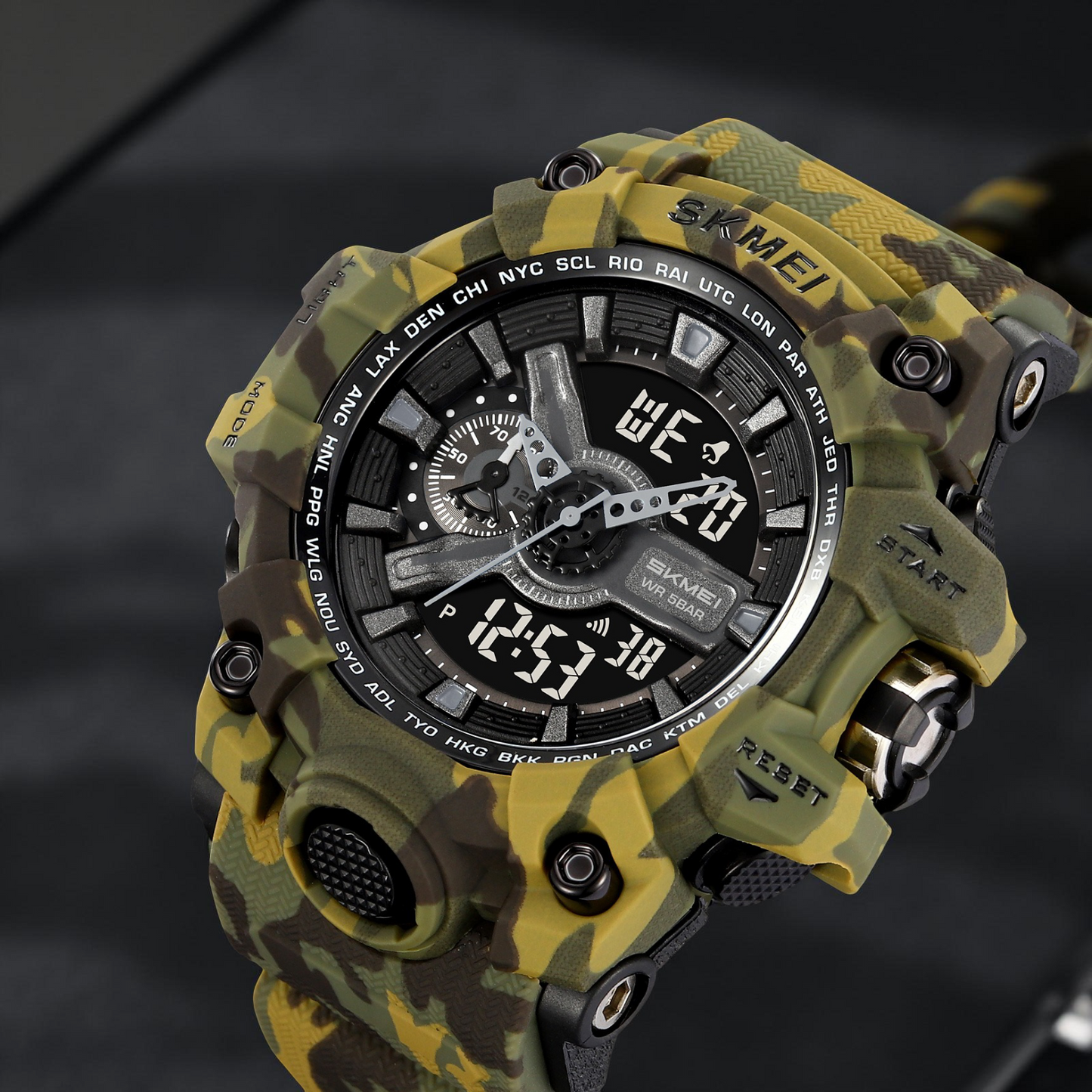 Skmei Digital-Analog Black Dial ABS-TPU Case TPU Strap Watch for Men - 2396