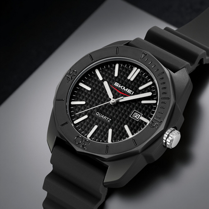 Skmei Quartz Analog Black Dial Silicone Strap Watch for Men - 2393
