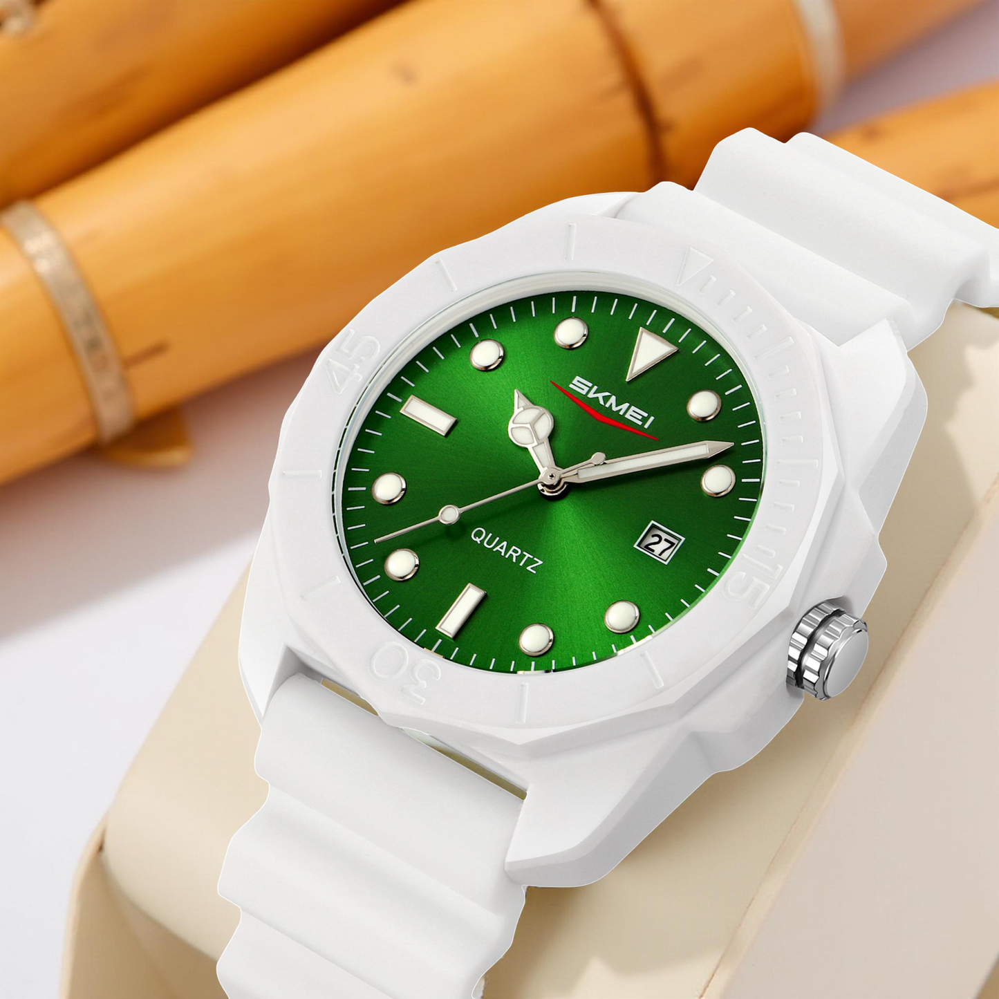 Skmei Quartz Analog Black Dial Silicone Strap Watch for Men - 2393