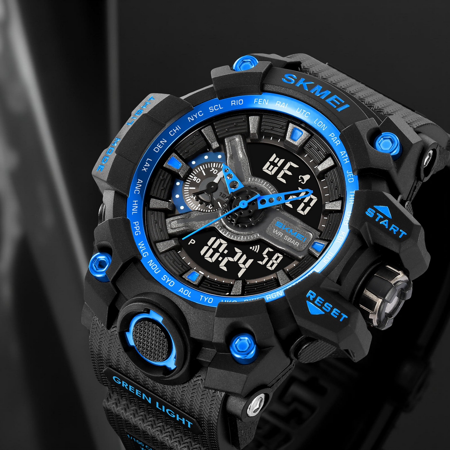 Skmei Digital-Analog Black Dial ABS-TPU Case TPU Strap Watch for Men - 2396