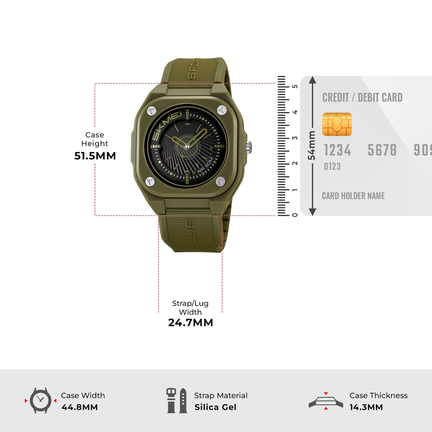 Skmei Quartz Analog Dial Silica Gel Strap Watch for Men - 2329