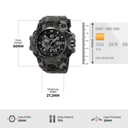 Skmei Digital-Analog Black Dial ABS-TPU Case TPU Strap Watch for Men - 2396