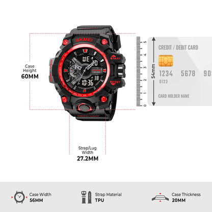 Skmei Digital-Analog Black Dial ABS-TPU Case TPU Strap Watch for Men - 2396