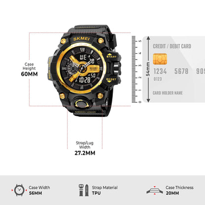 Skmei Digital-Analog Black Dial ABS-TPU Case TPU Strap Watch for Men - 2396