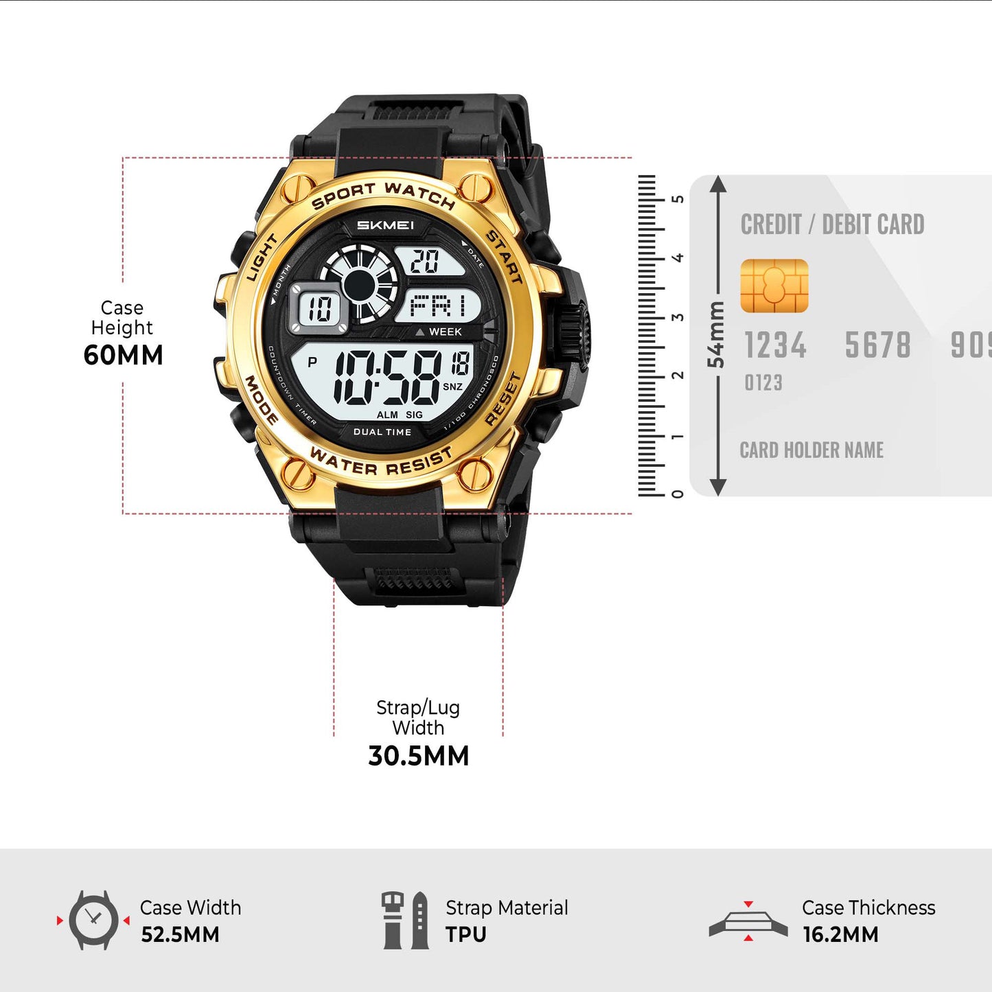 Skmei Digital Dial TPU Strap Watch for Men - 2318