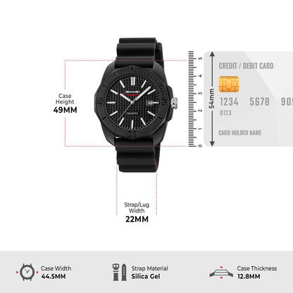 Skmei Quartz Analog Black Dial Silicone Strap Watch for Men - 2393