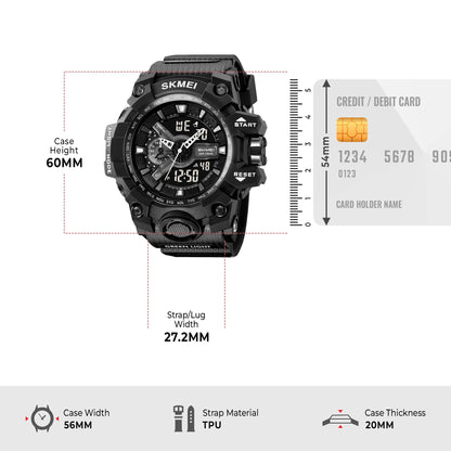 Skmei Digital-Analog Black Dial ABS-TPU Case TPU Strap Watch for Men - 2396