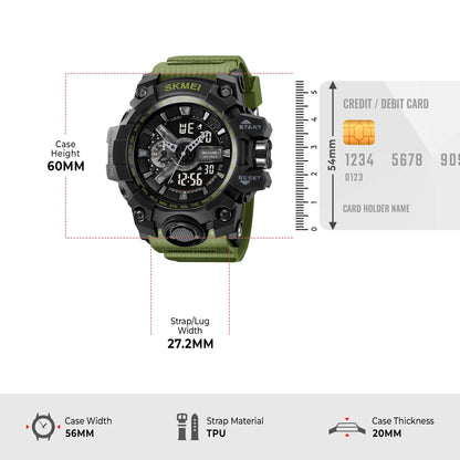 Skmei Digital-Analog Black Dial ABS-TPU Case TPU Strap Watch for Men - 2396