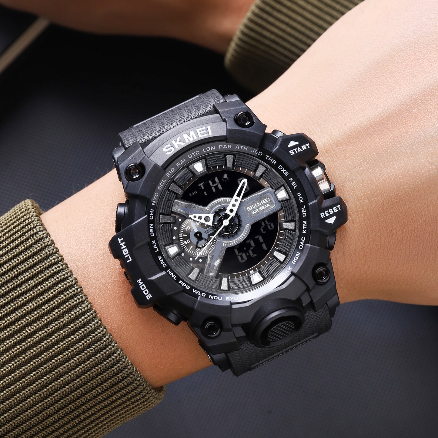 Skmei Digital-Analog Black Dial ABS-TPU Case TPU Strap Watch for Men - 2396