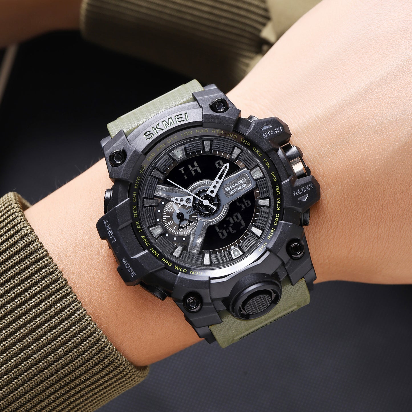 Skmei Digital-Analog Black Dial ABS-TPU Case TPU Strap Watch for Men - 2396