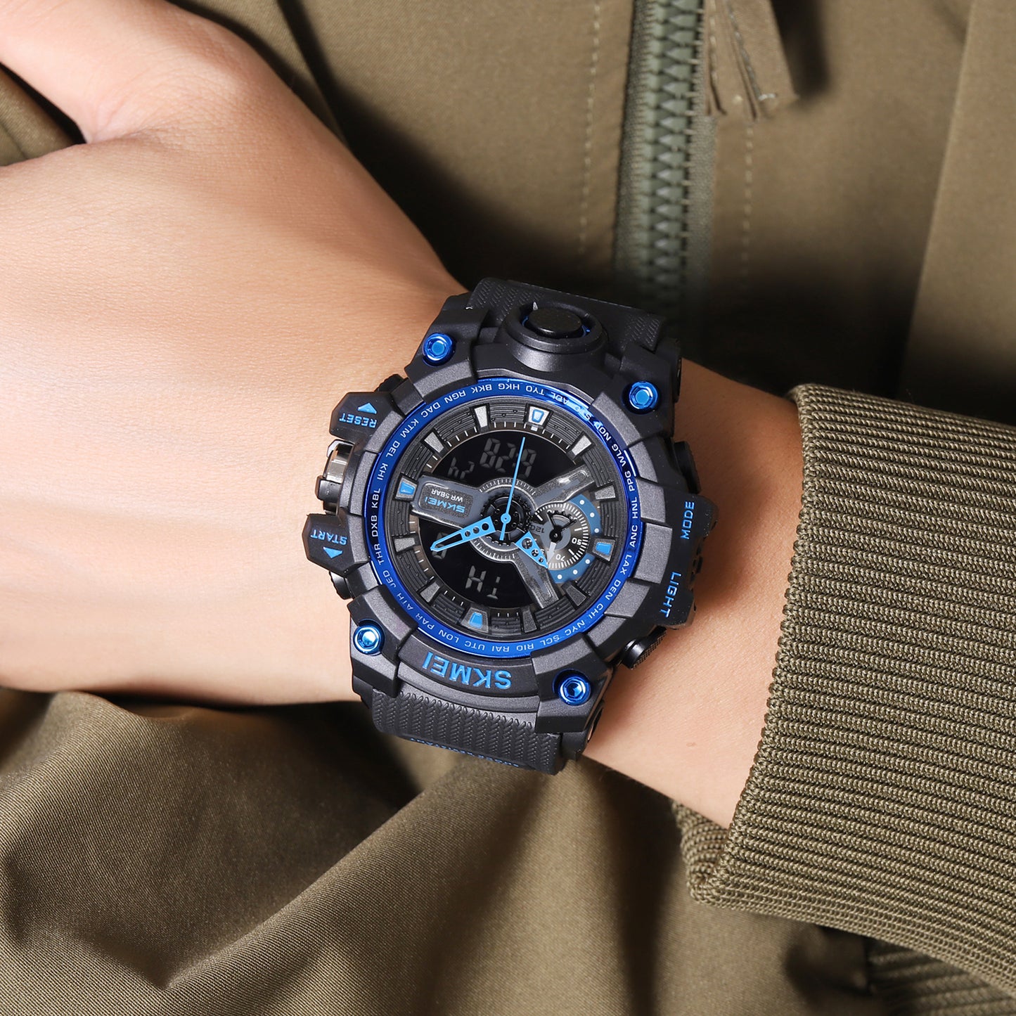 Skmei Digital-Analog Black Dial ABS-TPU Case TPU Strap Watch for Men - 2396