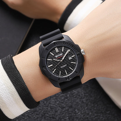 Skmei Quartz Analog Black Dial Silicone Strap Watch for Men - 2393