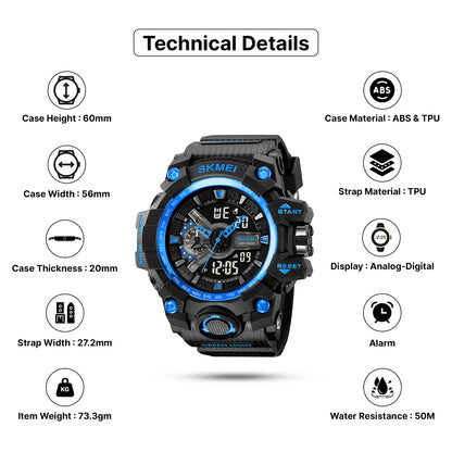 Skmei Digital-Analog Black Dial ABS-TPU Case TPU Strap Watch for Men - 2396