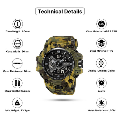 Skmei Digital-Analog Black Dial ABS-TPU Case TPU Strap Watch for Men - 2396