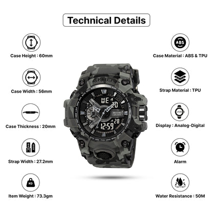 Skmei Digital-Analog Black Dial ABS-TPU Case TPU Strap Watch for Men - 2396