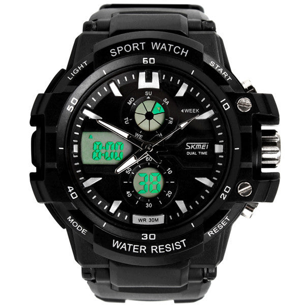 Multi Function Analog Digital Sports Wrist Watch with Flexible Strap For Men