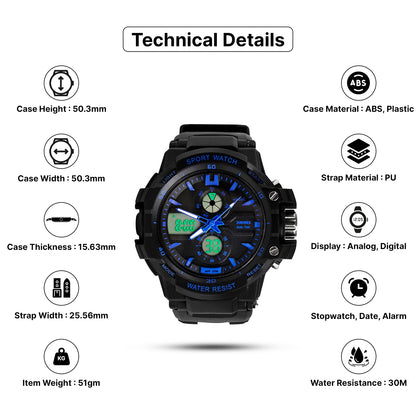 Skmei  Analog-Digital Dial polyurethane Strap Watch for Men - 990