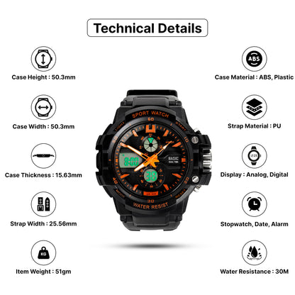 Skmei  Analog-Digital Dial polyurethane Strap Watch for Men - 990