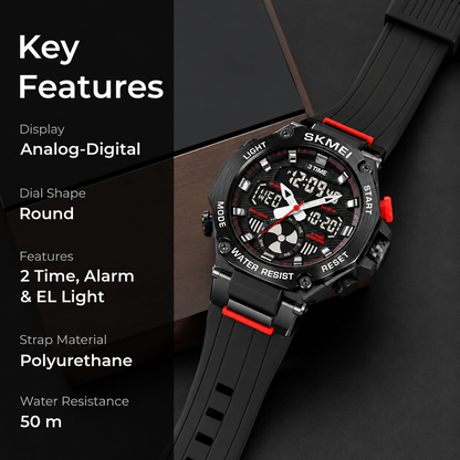 Sport Analog Digital Wrist Watch with Silicone Strap for men
