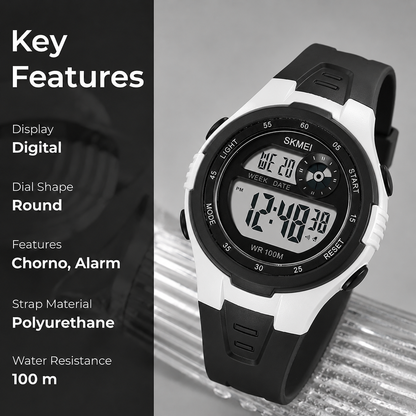 Digital Sports Wrist Watch with Alarm and Chronograph for kids