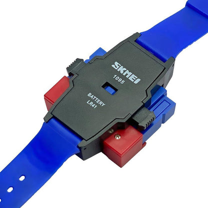 Robot Style Digital Wrist Watch for Kids with Flexible Strap