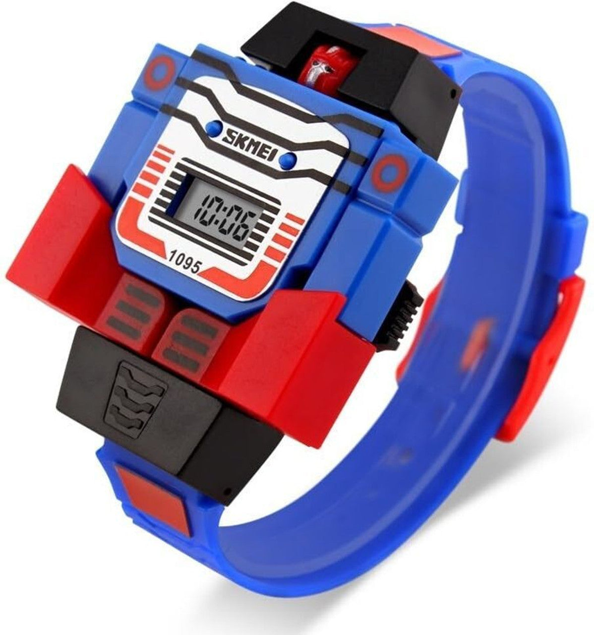 Robot Style Digital Wrist Watch for Kids with Flexible Strap