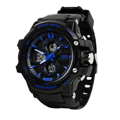 Multi Function Analog Digital Sports Wrist Watch with Flexible Strap For Men