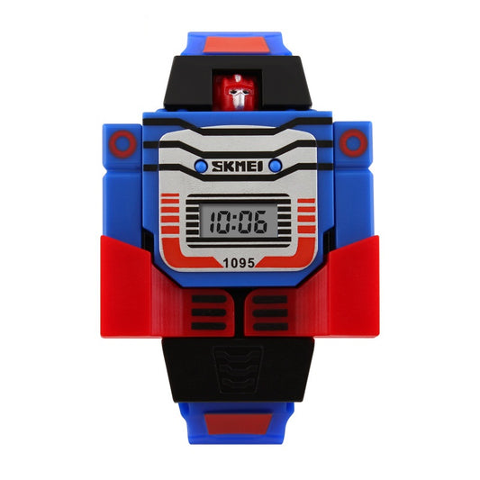Robot Style Digital Wrist Watch for Kids with Flexible Strap