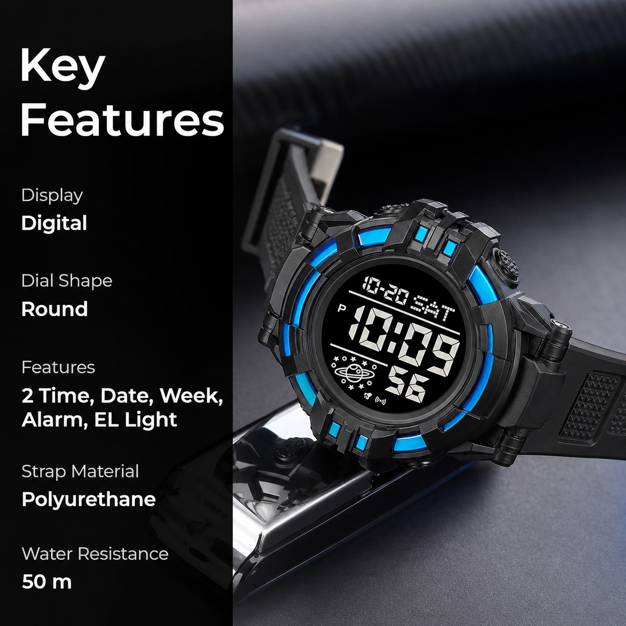 Rugged Digital Sports Watch for Men with Outdoor Style and Multi Function Display