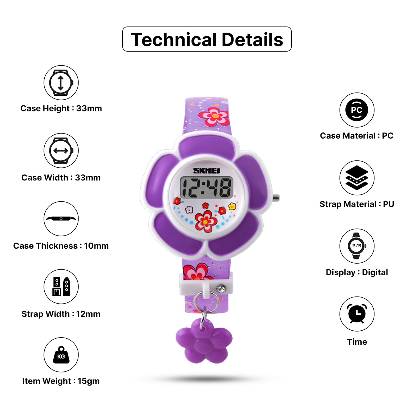 Skmei Digital Dial Silica Gel Strap Watch for Kids - 1144
