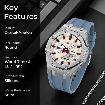 Premium Analog Digital Wrist Watch with Silicone Strap