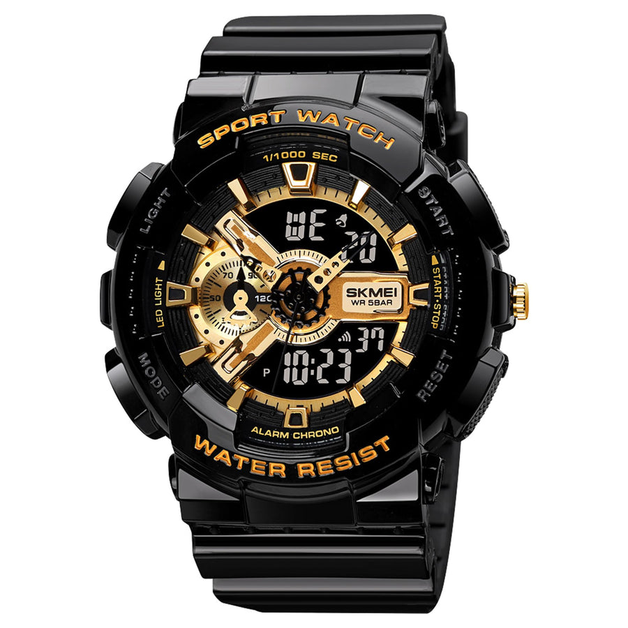Analog-Digital Watch for Men with Black Silicone Strap and Round Dial for Casual & Formal Wear