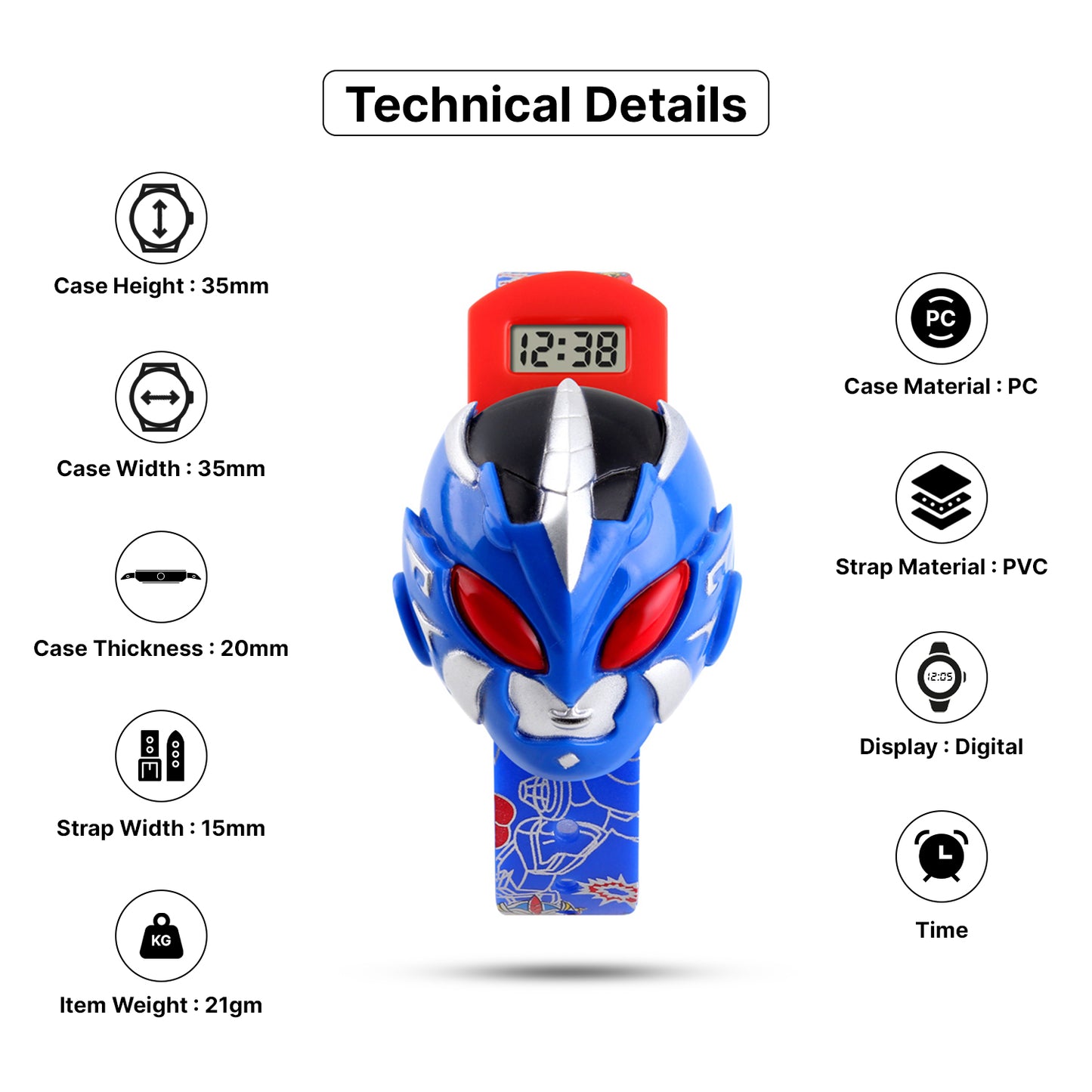 Skmei Digital Dial Plastic Strap Watch for Kids - 1239