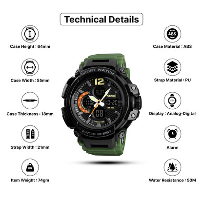 Skmei Quartz Analog Dial PU Strap Watch for Men - 1343