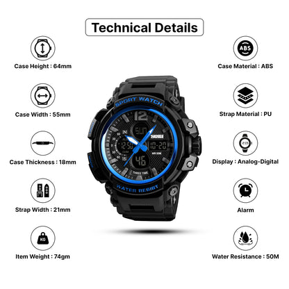 Skmei Quartz Analog Dial PU Strap Watch for Men - 1343