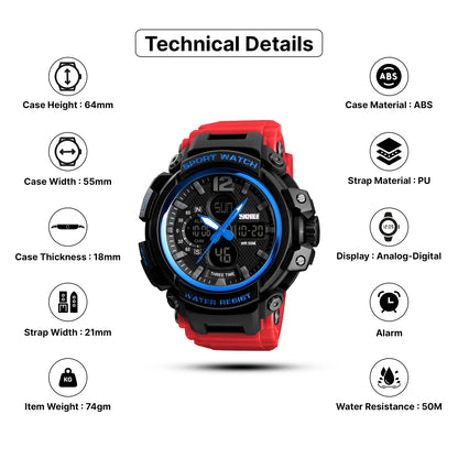 Skmei Quartz Analog Dial PU Strap Watch for Men - 1343