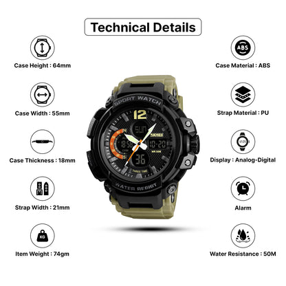 Skmei Quartz Analog Dial PU Strap Watch for Men - 1343