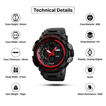 Skmei Quartz Analog Dial PU Strap Watch for Men - 1343