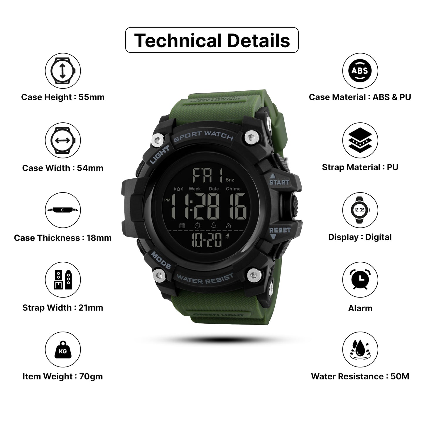 Skmei Quartz Analog Dial PU Strap Watch for Men - 1384