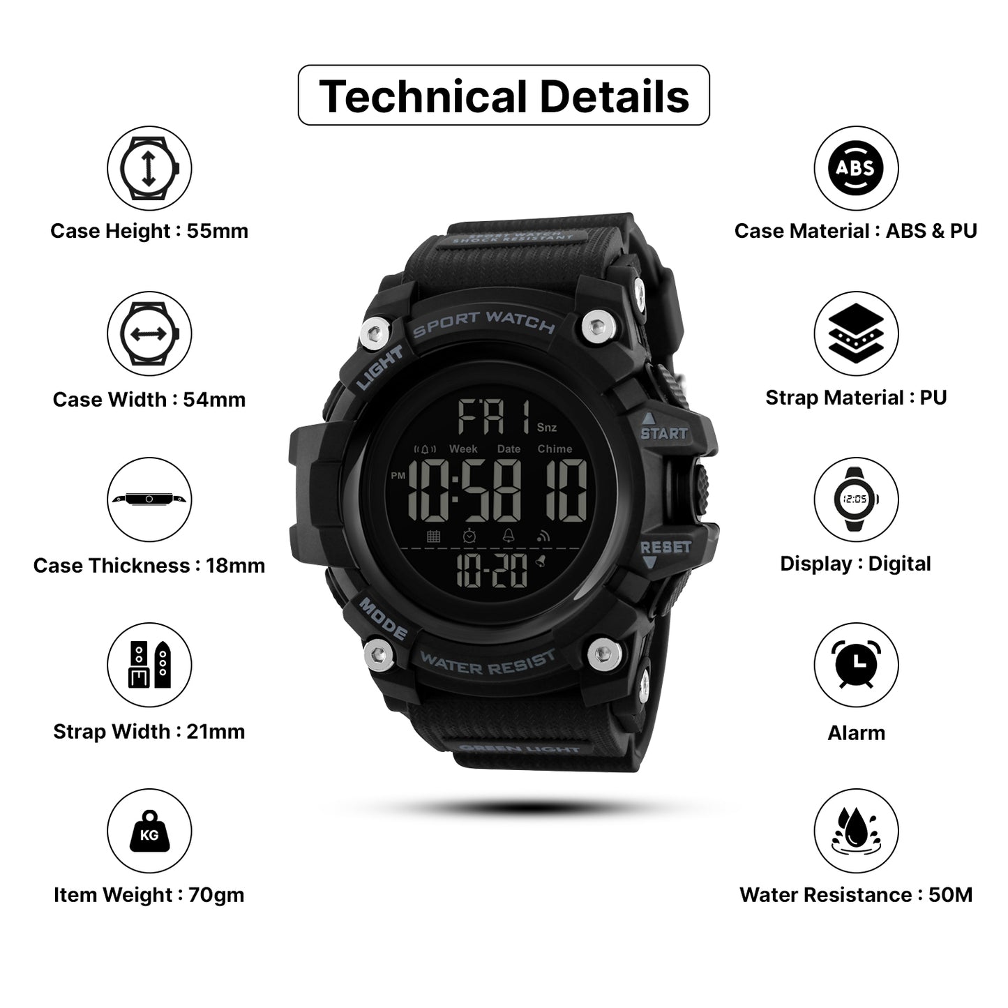 Skmei Quartz Analog Dial PU Strap Watch for Men - 1384