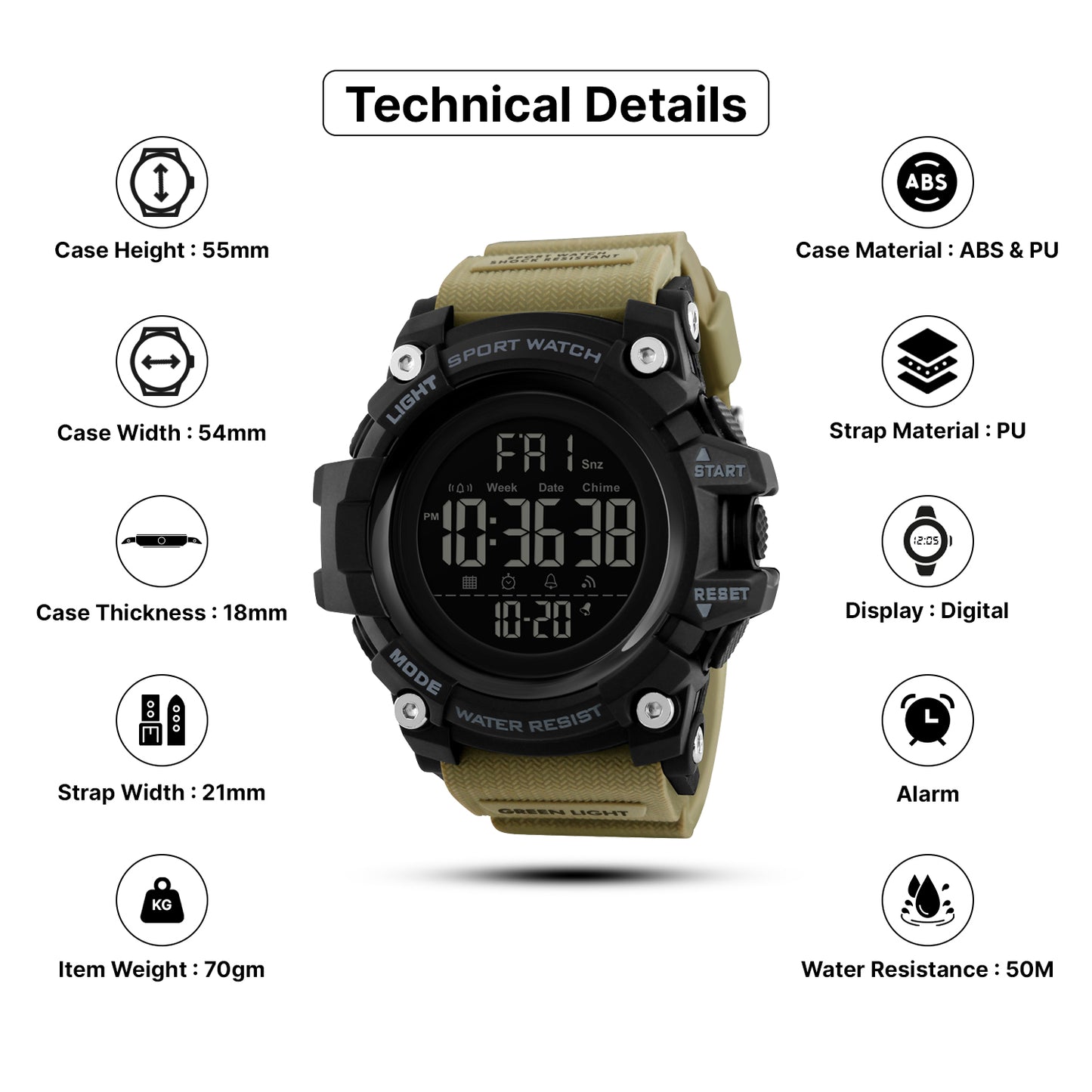 Skmei Quartz Analog Dial PU Strap Watch for Men - 1384