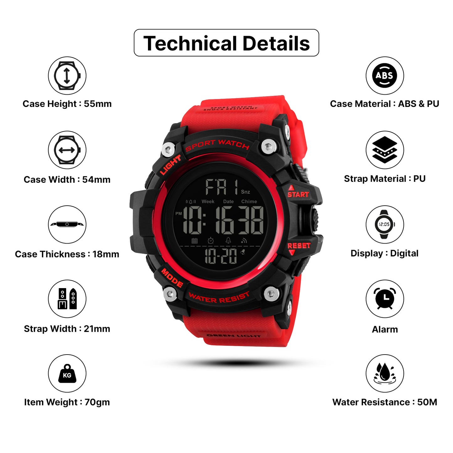 Skmei Quartz Analog Dial PU Strap Watch for Men - 1384