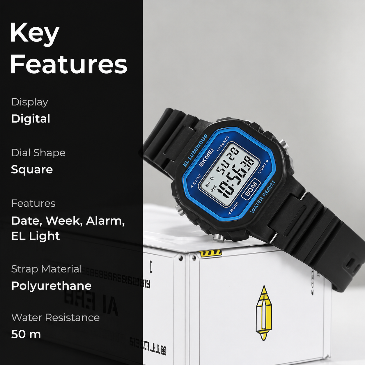Classic Digital Watch for Men and Boys with Retro Style Display and Comfortable Strap