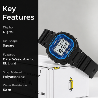 Classic Digital Watch for Men and Boys with Retro Style Display and Comfortable Strap