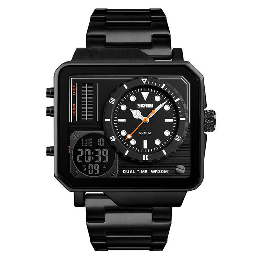 Men's Square Watch with Multi-Time Zone Analog Digital Sports Watch - 1392