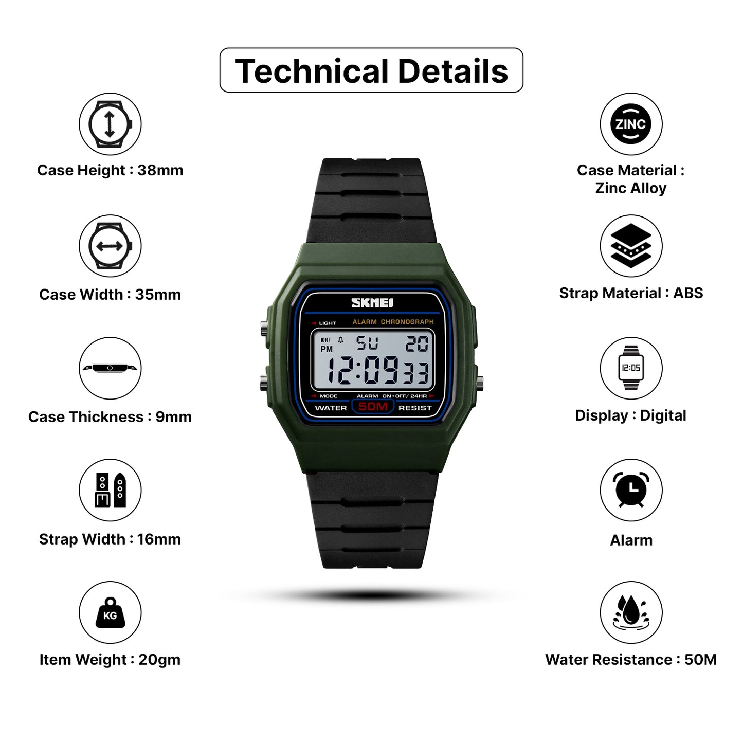 Skmei Digital Dial PU Strap Watch for Men - 1412