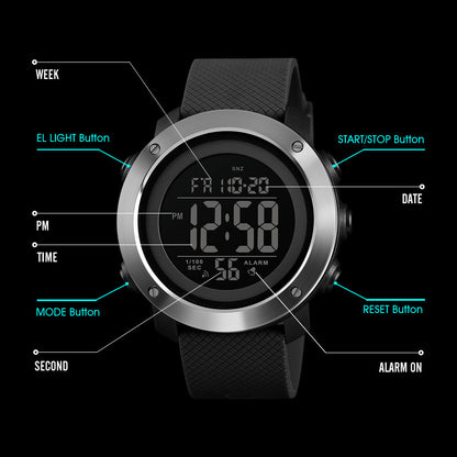 Men's Digital Sports Wrist Comfortable Watch for Daily Wear - 1416