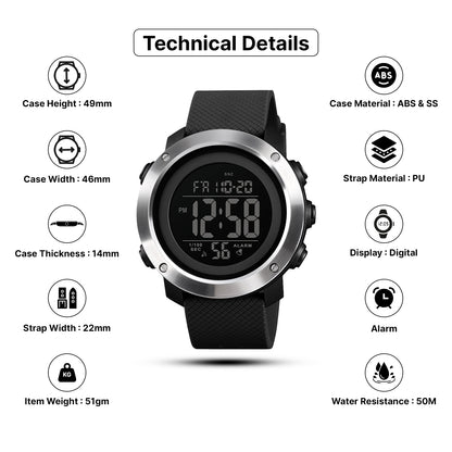Skmei Digital Dial PU Strap Watch for Men - 1416